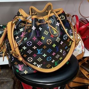 Louis Vuitton Petit Noe Bucket Bag Monogram Multicolor Black